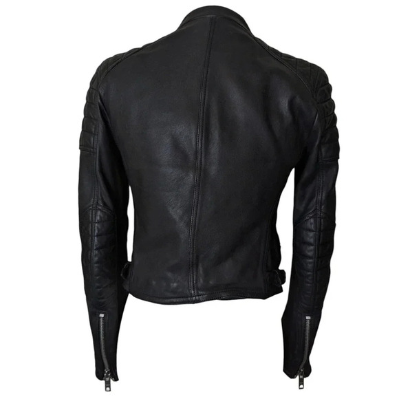 Burberry Brit Biker Jacket in Black Lambskin Leather Size 4 - Picture 10 of 16